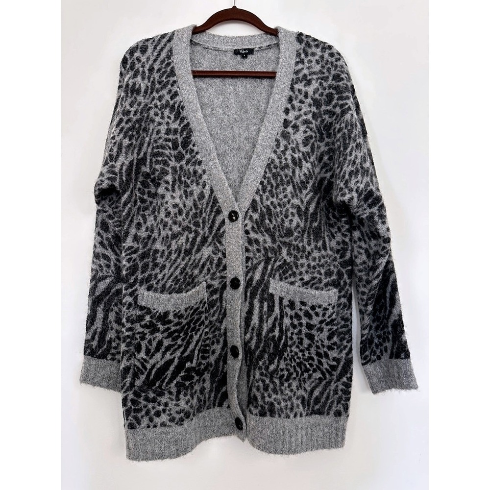 Rails Cardigan Sweater S Oslo Grey Oversize Animal Alpaca Wool Soft Fuzzy Casual